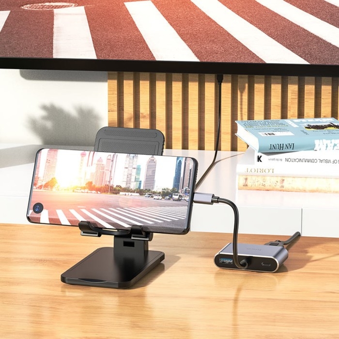 Адаптер Hoco HB30, HDMI/VGA/USB3.0/PD 15 см, серый Адаптер Hoco HB30, HDMI/VGA/USB3.0/PD 15 см, серый