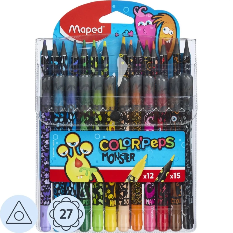 Набор для рисования Maped COLOR'PEPS MONSTER:12 флом,15 пласт.цв.кар,984718