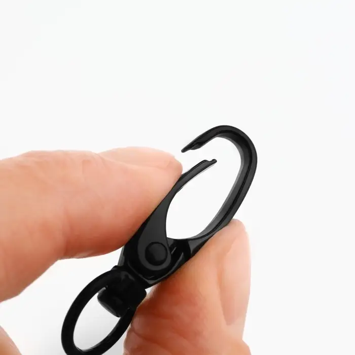 Карабин металлический, 38&times;12 мм / 10&times;1 мм, 5 шт., чёрный