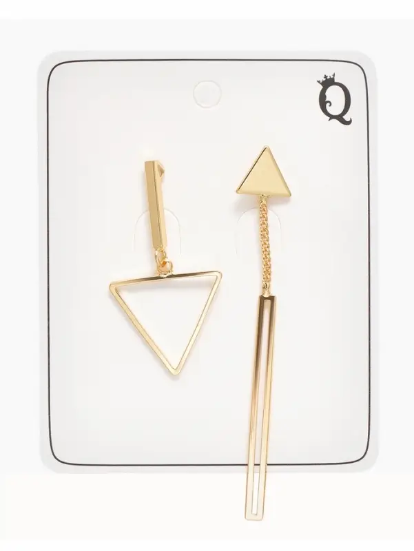Серьги висячие &laquo;Геометрия&raquo;, треугольники, цвет золото, 7 см