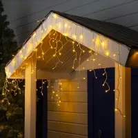 Гирлянда &laquo;Бахрома&raquo; 3&times;0.6 м, IP44, УМС, прозрачная нить, 160 SMD-LED, свечение тёплое белое, 220 В