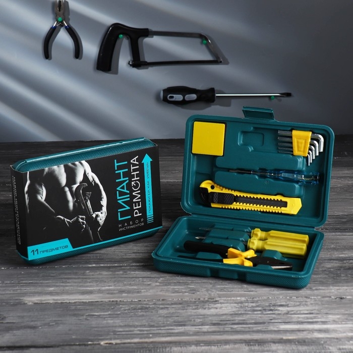 Набор инструментов «Гигант ремонта» с отверткой индикаторной, 11 предметов Набор инструментов «Гигант ремонта» с отверткой индикаторной, 11 предметов
