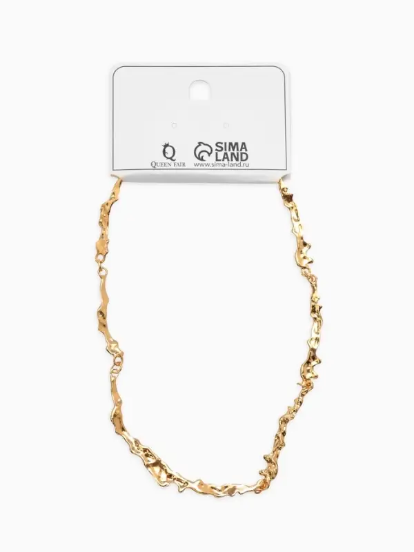 Колье "Мятое" тонкое, цвет золото 35см+ удл