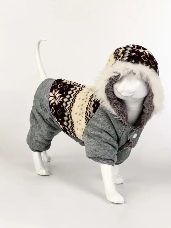 Комбинезон Комбинезон "Лапландия", с подкладом, размерразмер M (ДС 30, ОГ 40, ОШ 30 см), серый/бордо