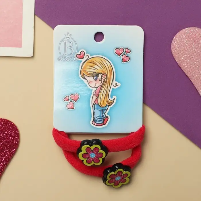 Резинка для волос  Резинка для волос "Нежность" (набор 2 шт) цветочек, 4 см, красный