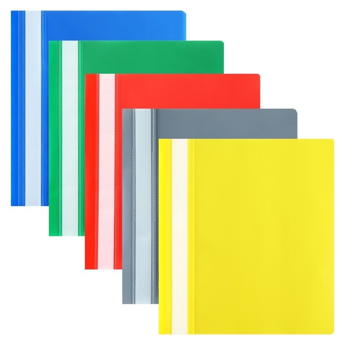 Набор папок-скоросшивателей А5, 5 штук, Calligrata, 180 мкм, с прозрачным верхом, МИКС Набор папок-скоросшивателей А5, 5 штук, Calligrata, 180 мкм, с прозрачным верхом, МИКС