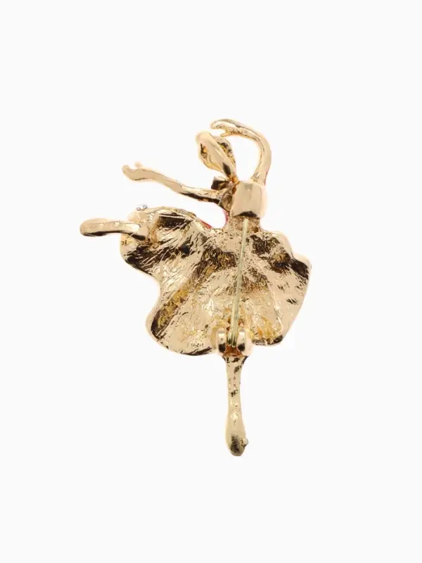 Брошь &laquo;Балерина&raquo;, в пышном платье, красно-белая в золоте