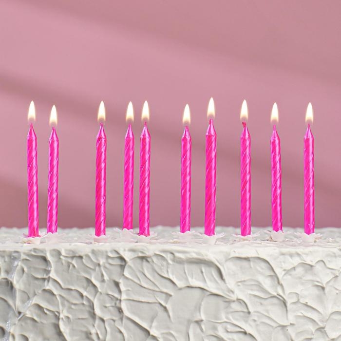 Свечи в торт &laquo;Спираль&raquo;, 6 см, металлик розовый, набор 10 шт.