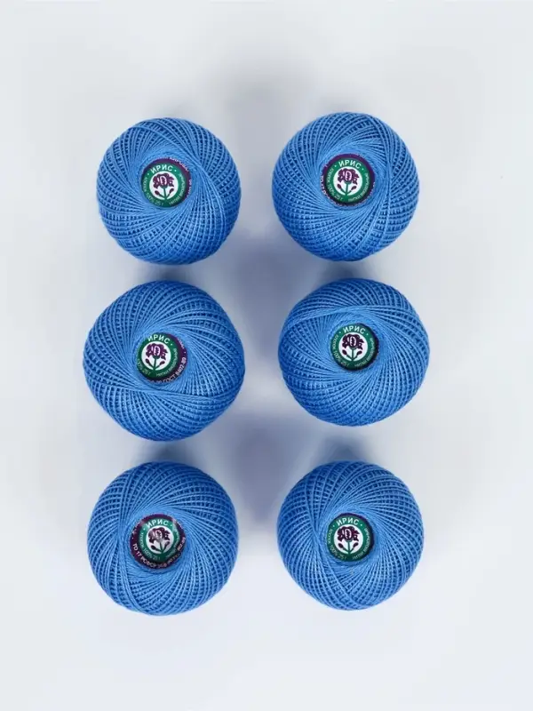 Нитки вязальные "Ирис" 150м/25г 100% мерсеризованный хлопок Набор 6шт (2608)