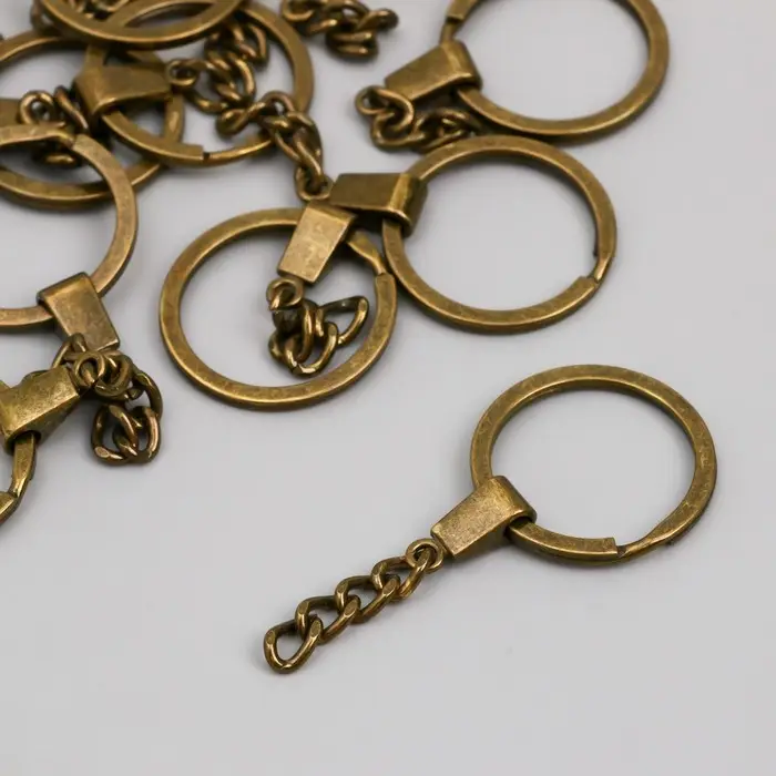 Основа для брелока кольцо металл с плоским креплением латунь 3х6 см Основа для брелока кольцо металл с плоским креплением латунь 3х6 см