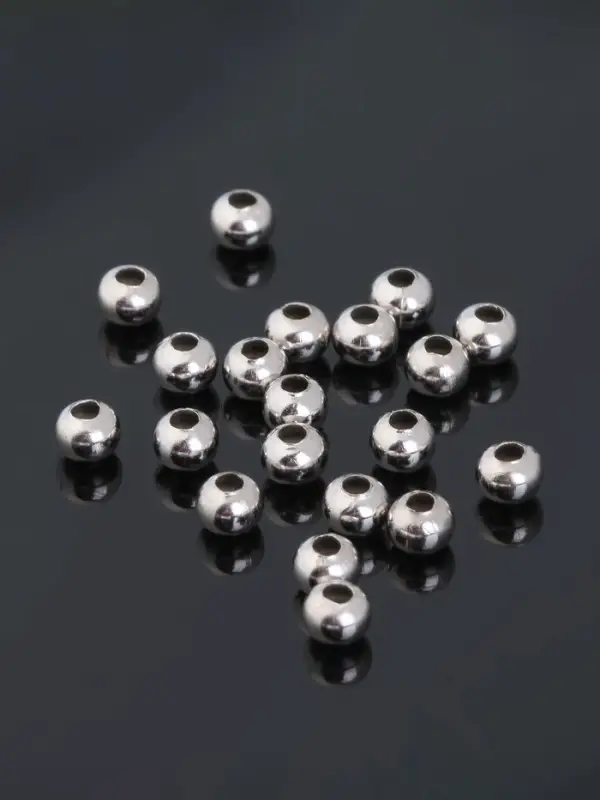 Кримп - зажимная бусина, 4 мм, набор 20 шт. цвет серебро