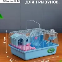 Клетка для грызунов &laquo;Пижон&raquo;, 27&times;21&times;15 см, с наполнением, синяя