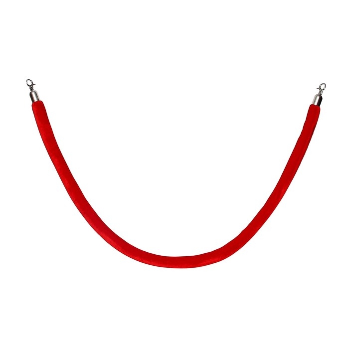 Канат бархатный, оградительный, Calligrata, серебряный наконечник - 1.5м, красный