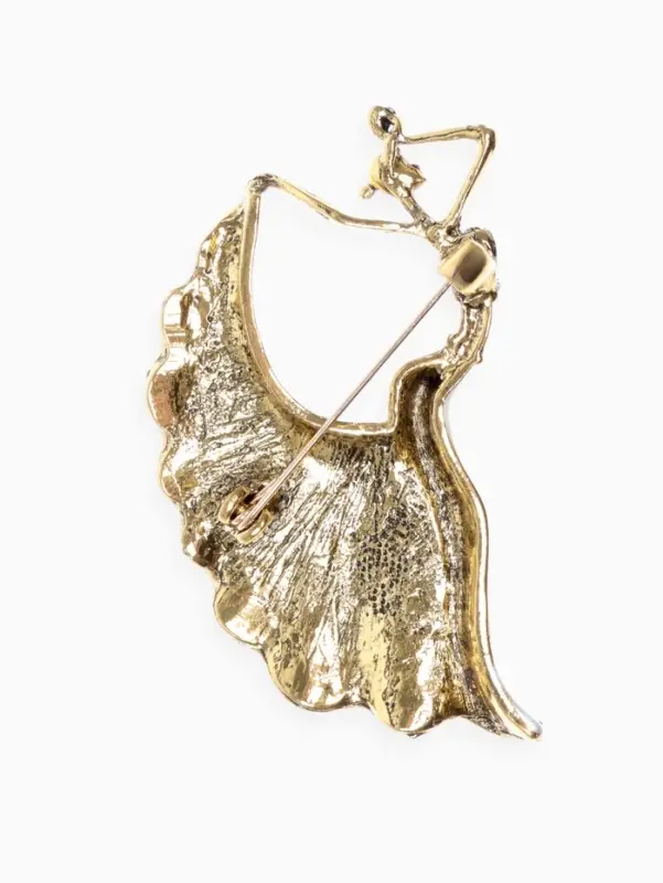Брошь &laquo;Балерина&raquo;, драма, серая в чернёном золоте