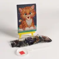 Алмазная мозаика с частичным заполнением на подставке для детей &laquo;Милый котик&raquo;, 10&times;15 см