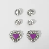 Пусеты 3 пары «Сердце», цвет МИКС Пусеты 3 пары «Сердце», цвет МИКС