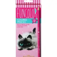Карандаши цветные 12 цветов FunColor, пластиковые, трёхгранные, МИКС