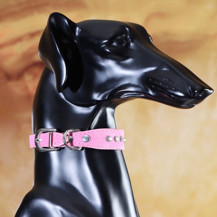 Ошейник Ошейник "Бархат и стразы", 31 х 1,3/2 см, ОШ 22-28 см, розовый
