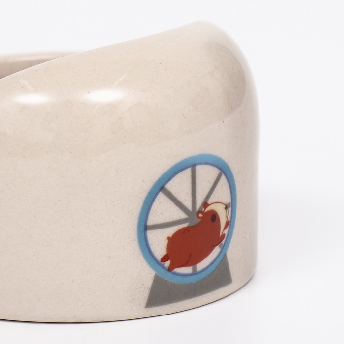 Миска керамическая Миска керамическая "Хомячки" 65мл, 6,3 х 4,5 см, бежевая с принтом