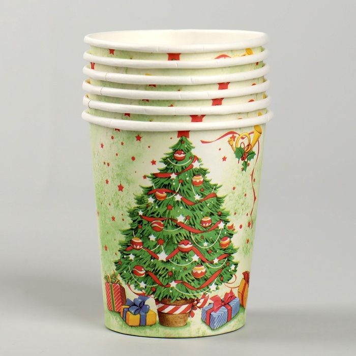 Стаканы бумажные «Новогодняя ёлочка», 6 шт. МИКС Стаканы бумажные «Новогодняя ёлочка», 6 шт. МИКС