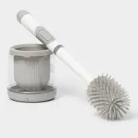 Ёршик для унитаза SAVANNA, настенный, силиконовый, с ёмкостью для моющего средства, 10.5&times;10.5&times;41 см, белый