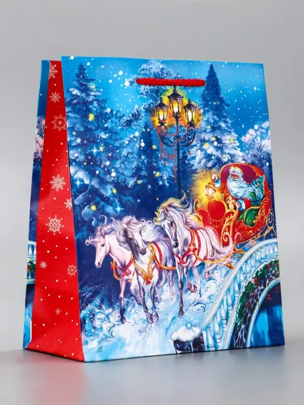 Пакет подарочный новогодний ламинированный, «На встречу Новому Году» , 18×10×22.3 см