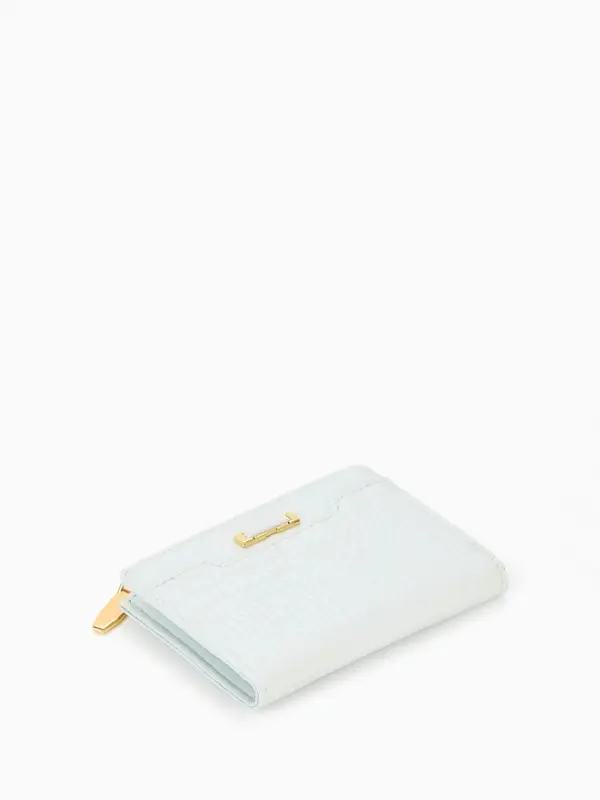 Кошелёк женский на кнопке, 12.5&times;2&times;9 см, однотонный, комбинированный, светло-голубой