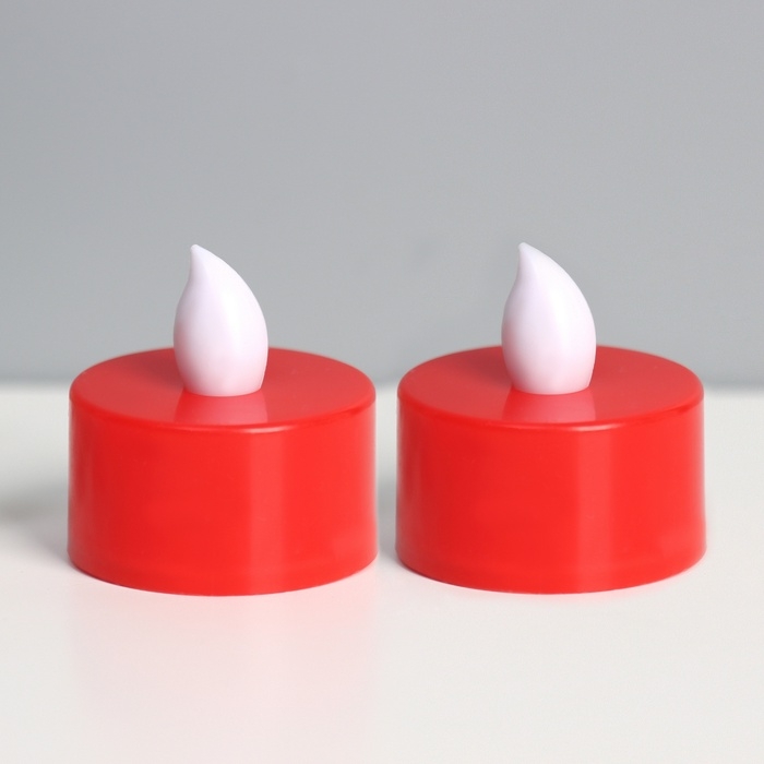 Светодиодные свечи, ночники LED RISALUX «Для свиданий» набор 2 шт., красные, RGB, 3.5×3.5×4 см Светодиодные свечи, ночники LED RISALUX «Для свиданий» набор 2 шт., красные, RGB, 3.5×3.5×4 см