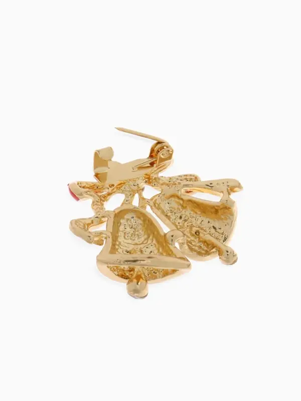 Брошь &laquo;Колокольчик с лентой&raquo;, красная в золоте