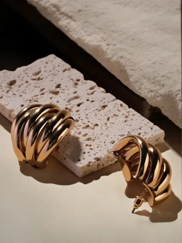 Серьги металл &laquo;Кольца&raquo;, 6 рядов, тренд, цвет золото