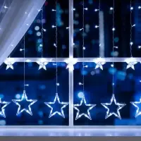 Гирлянда &laquo;Бахрома&raquo; 2.4&times;0.9 м с насадками &laquo;Звёзды&raquo;, IP20, прозрачная нить, 138 LED, свечение белое, 8 режимов, 220 В