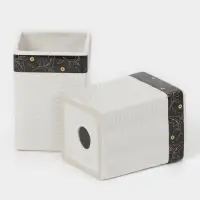 Аксессуары для ванной &laquo;Золотой лист&raquo;, 4 предмета: дозатор 250 мл, мыльница, 2 стакана, белые