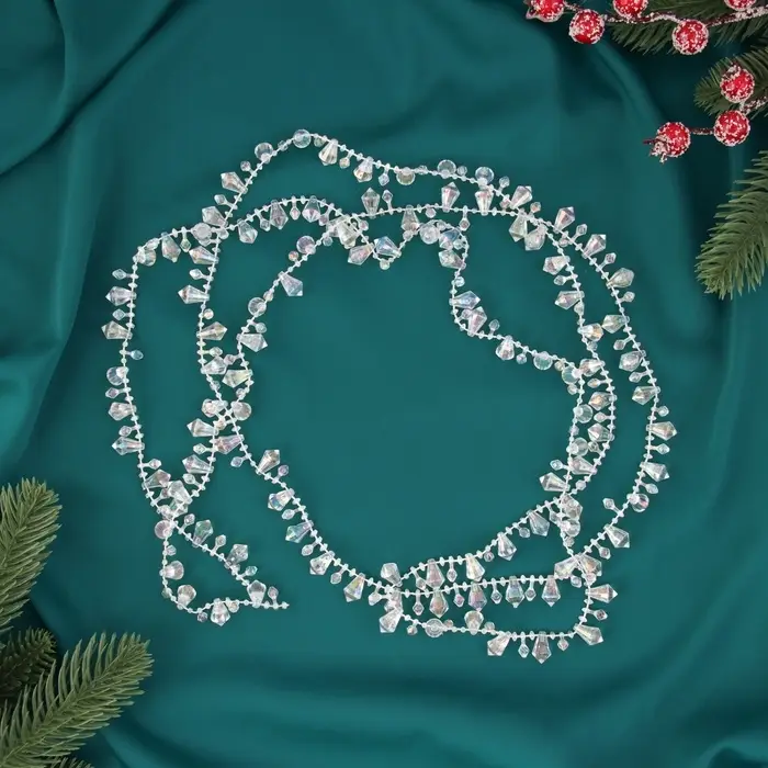 Бусы на ёлку 2 м d-15 мм Бусы на ёлку 2 м d-15 мм "Острые льдинки" прозрачный перламутр