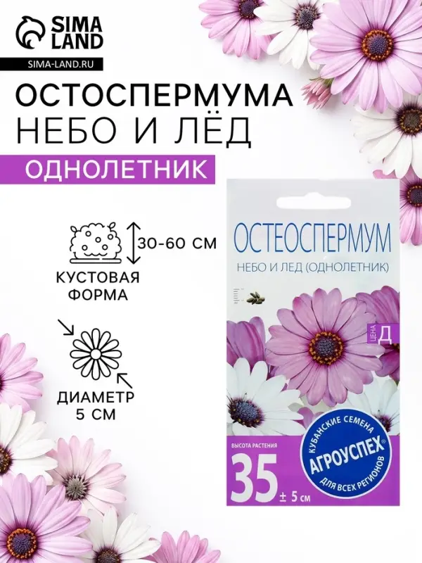 Семена цветов Остеоспермума &laquo;Небо и лед&raquo; смесь, 0.2 г