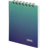 Блокнот А7 40л Attache Градиент Бирюза клетка, 65г, греб, УФ-лак