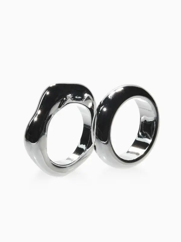 Кольцо пластик «Стиль», набор 2 шт. размер 17, цвет серебро Кольцо пластик «Стиль», набор 2 шт. размер 17, цвет серебро