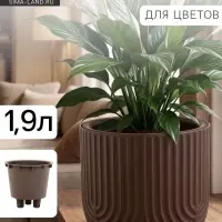 Кашпо для цветов &laquo;Рамона&raquo;, 1.9 л, d=18 см, h=16.5 см, со вставкой, пластиковое, серое