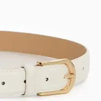 Ремень женский, 110&times;2.8 см, классическая пряжка металл, золотистая, белый