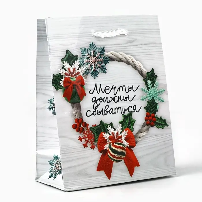 Пакет подарочный новогодний ламинированный «Мечты сбываются», S 12 х 15 х 5.5 см Пакет подарочный новогодний ламинированный «Мечты сбываются», S 12 х 15 х 5.5 см