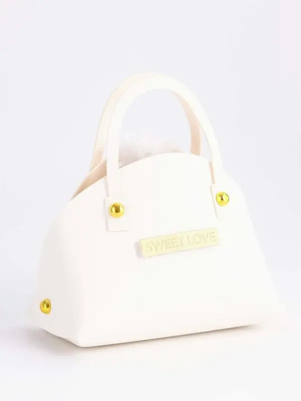 Кожаная подарочная сумочка для бижутерии и сувениров, белая с мешочком, 14&times;6.5&times;12.8 см