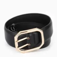 Ремень жен, 06-01-01-02, 3,5*0,3*110 см, без винта, пряжка золото, 2 прокол, черный