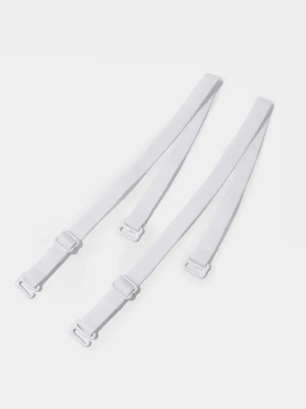 Лямки для бюстгальтера, текстильные, 1 см, 37 см, пара, белые Лямки для бюстгальтера, текстильные, 1 см, 37 см, пара, белые