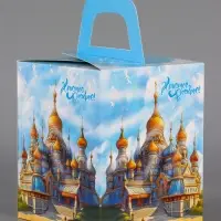 Коробка подарочная пасхальная с окном &laquo;Русский Храм&raquo;, 15&times;15&times;18 см