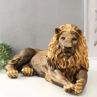 Фигура гипс &laquo;Лев лежа&raquo;, правый, бронза с золотом, 33&times;65&times;33 см