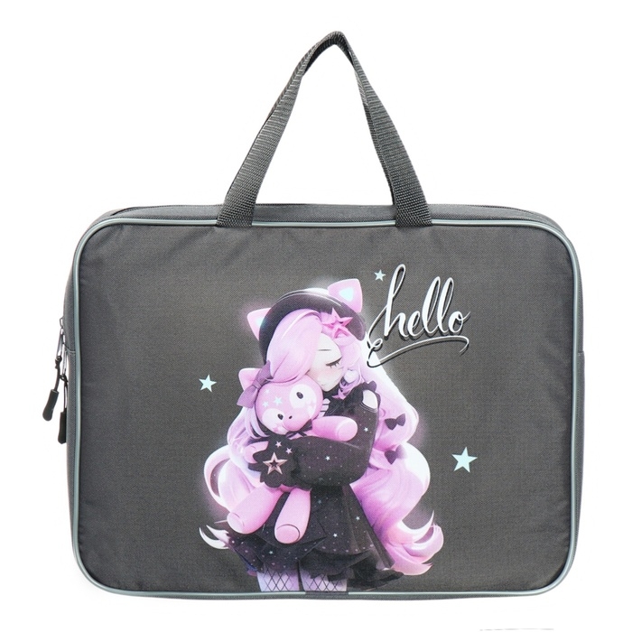 Папка с ручками текстильная А4, 370 х 280 х 60 мм, Stavia Папка с ручками текстильная А4, 370 х 280 х 60 мм, Stavia "Аниме с игрушкой"