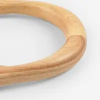 Ручки для сумки деревянные, с полукольцами, 10.3&times;8 см, 2 шт., цвет бежевый, серебряный