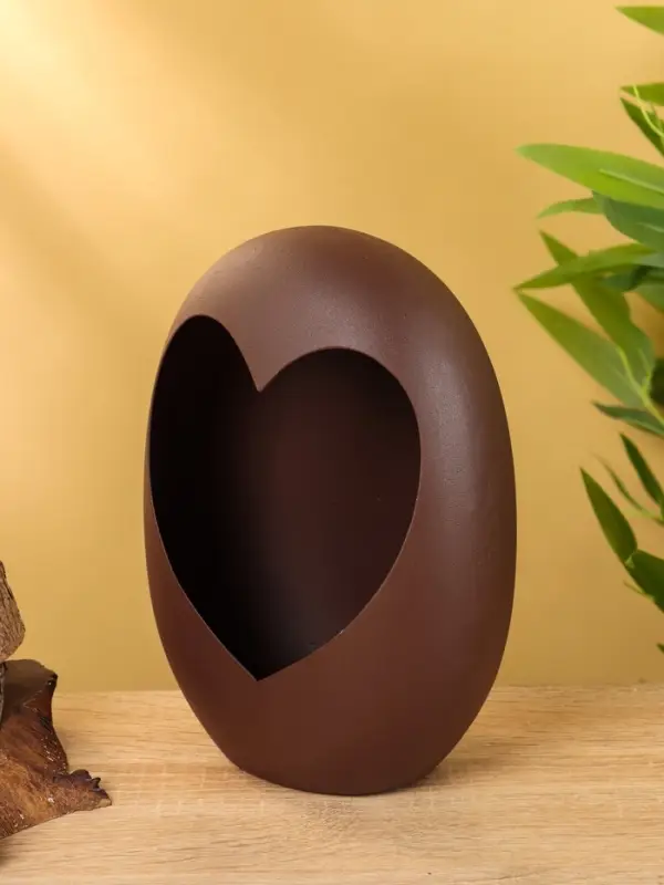 Подсвечник в форме сердца текстурный «Шоколад», 16.5×8.5×22+/- 1 см