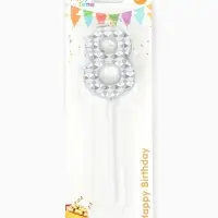 Свеча для торта &laquo;Элемент&raquo;, цифра "8" серебро