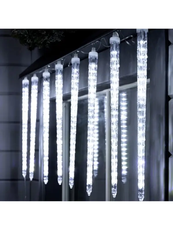 Гирлянда &laquo;Сосульки рифленые&raquo; 2.5&times;0.42 м, IP65, прозрачная нить, 288 LED, свечение белое с эффектом стекания, 12 В