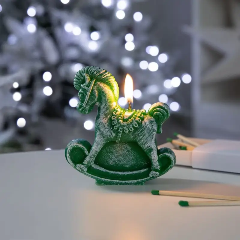 Свеча фигурная «Лошадка-качалка», зеленая Свеча фигурная «Лошадка-качалка», зеленая